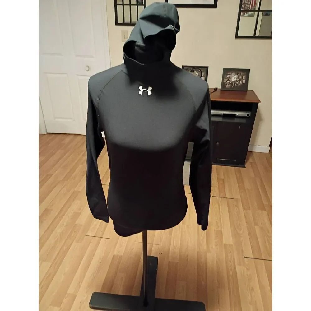 Youth Large Under Armour Cold Gear Black Long Sleeve Pullover Hoodie Shirt Top